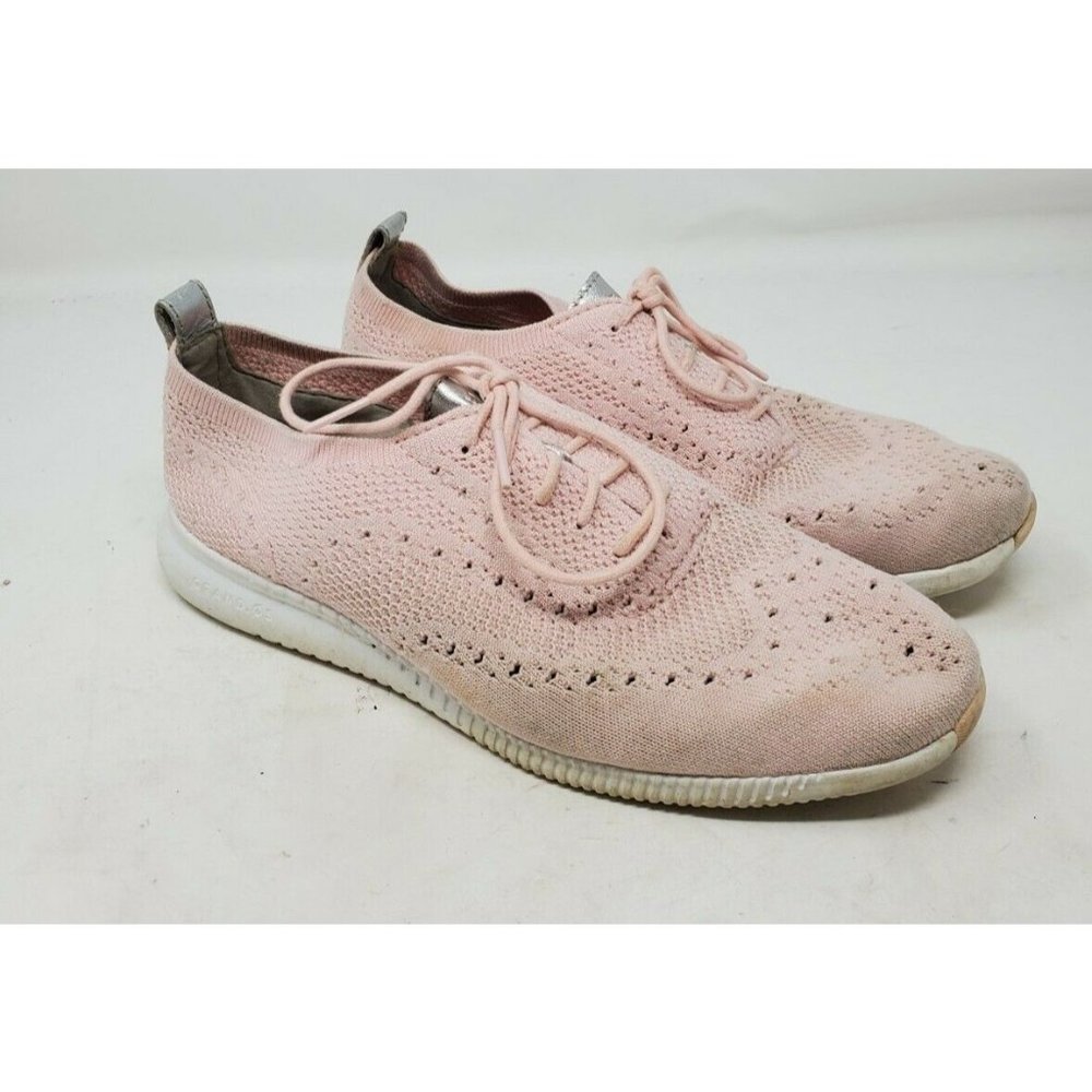 Cole Haan Size 8 ZeroGrand Pink Knit Oxford Sneaker Flat Trainer Comfort